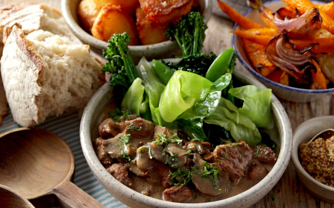 Beef, Wild Mushroom & Mustard Cream Sauce